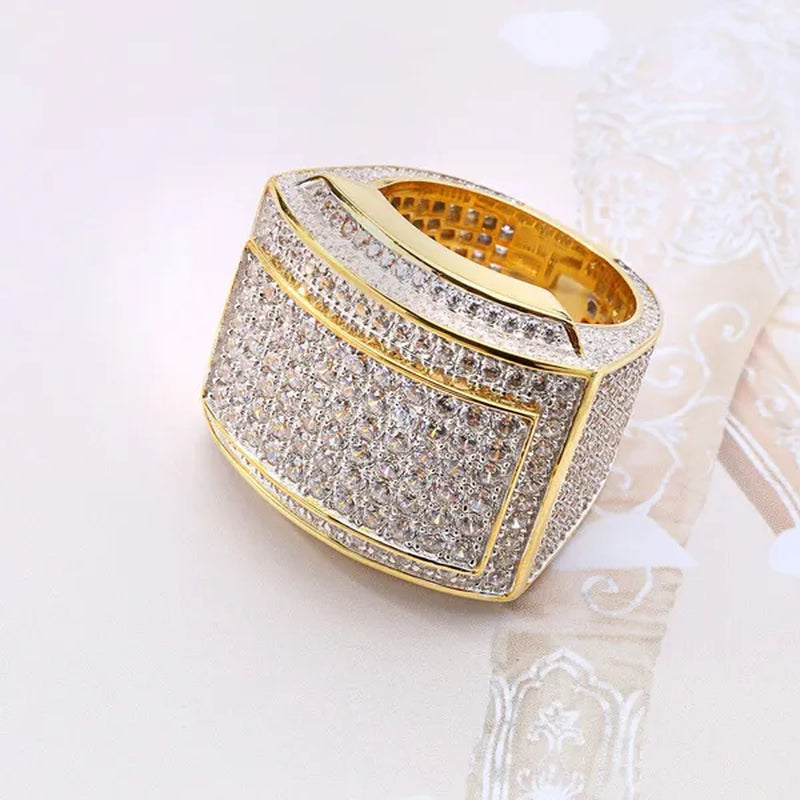 Business Men's Fashion Ring Luxury Domineering White Zircon Ring Wedding Engagement Ring Party Jewelry Size 6-13