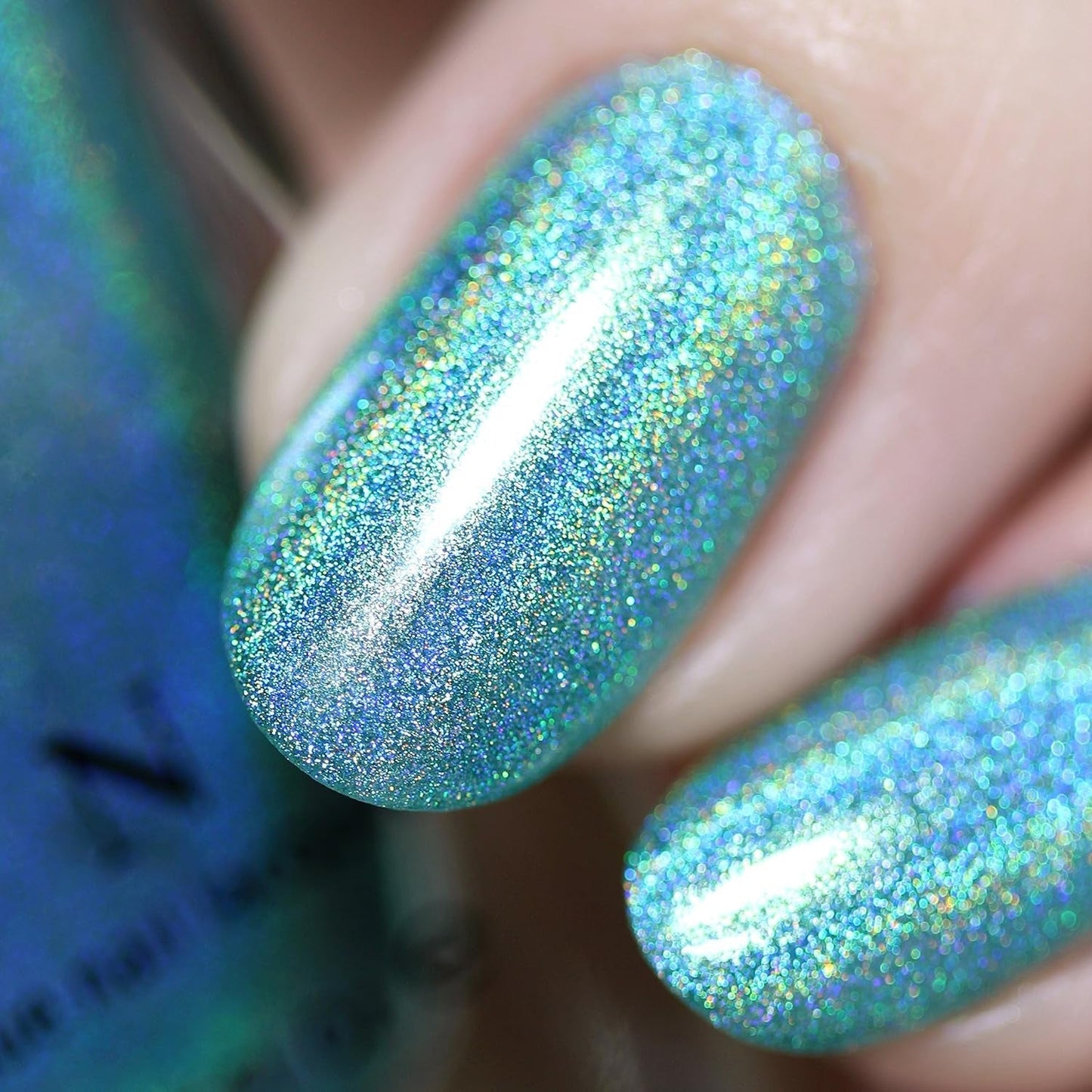 ILNP Aerial View - Aquamarine Ultra Holographic Nail Polish, Chip Resistant Manicure, Long Wear Nail Lacquer, Smooth & Glossy Finish, Non-Toxic, Vegan, Cruelty Free, 12Ml