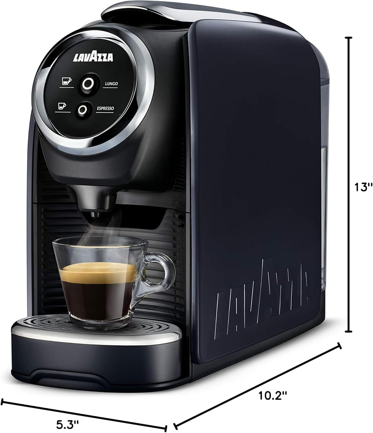BLUE Classy Mini Single Serve Espresso Coffee Machine LB 300, 5.3" X 13" X 10.2" 2 Coffee Selections: Simple Touch Controls, 1 Programmable Free Dose and 1 Pre-Set