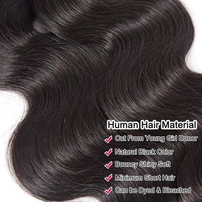12A Human Hair Bundles Body Wave Bundles Human Hair 14 16 18 Inch 3 Bundles Human Hair 100% Unprocessed Brazilian Virgin Hair Deals Weave Bundles Human Hair Extension Natural Color