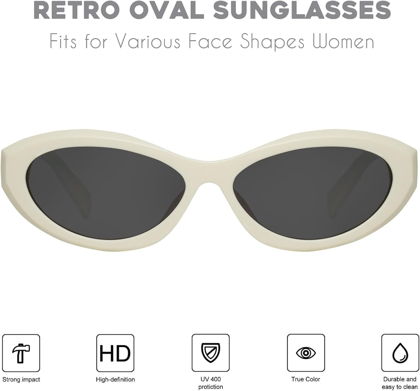 Oval Cat Eye Sunglasses for Women Retro Y2K Style MS52372