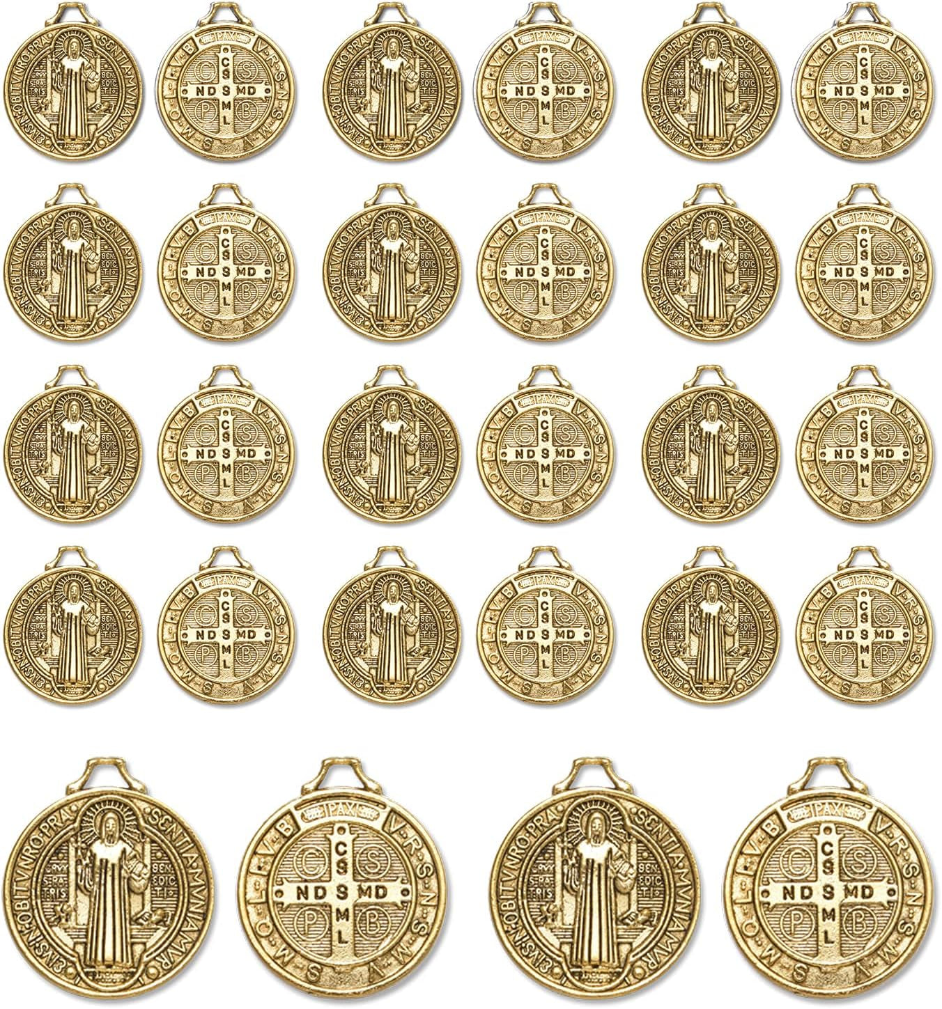 90Pcs 2 Styles Alloy Jesus Cross Saint Benedict Medal Charms Pendants for Jewelry Making DIY Religious Gifts Rosary Beads Necklace Bracelet - WORLD TIME VISITS