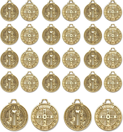 90Pcs 2 Styles Alloy Jesus Cross Saint Benedict Medal Charms Pendants for Jewelry Making DIY Religious Gifts Rosary Beads Necklace Bracelet - WORLD TIME VISITS