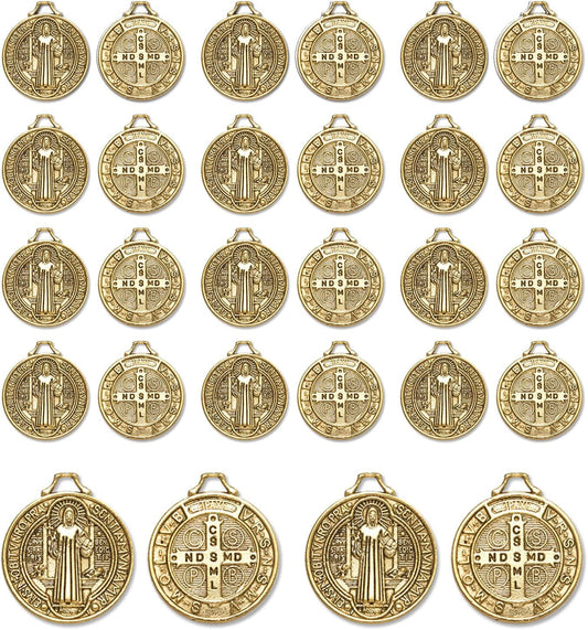 90Pcs 2 Styles Alloy Jesus Cross Saint Benedict Medal Charms Pendants for Jewelry Making DIY Religious Gifts Rosary Beads Necklace Bracelet - WORLD TIME VISITS