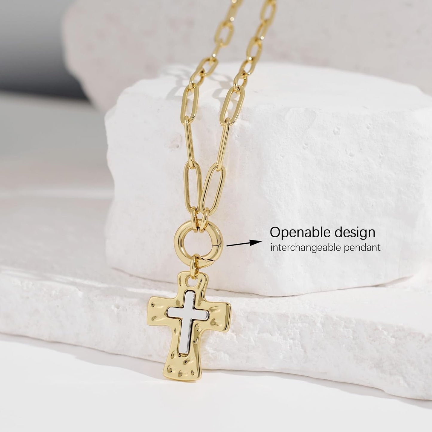 Unisex Silver Gold Cross Necklace,Sterling Silver Cross Necklace for Women,Mens Gold Silver Pendant Necklace,Gifts for Boyfriends or Girlfriends for Valentine'S Day,Birthdays,Christmas,Easter