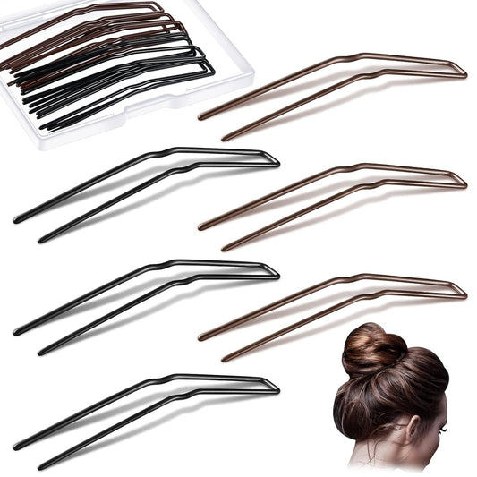 36 Pieces Metal Hair Pins, U Shaped Hair Pins for Ballet Buns Bobby Pins for Women Girls Ladies, Thick Thin Long Curly Hair (Black, Brown, 3 Inches)