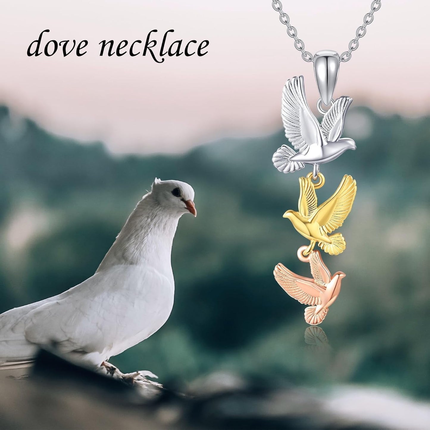 Dove Necklace 925 Sterling Silver Bird Necklace Dove Pendant Charm Necklace Holy Spirit Necklace Dove Jewelry Gifts for Women