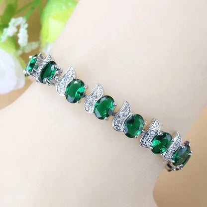 925 Silver Bracelet Multi-Color Zircon Bracelet Health Fashion Jewelry for Women 12 Colors Gemstone