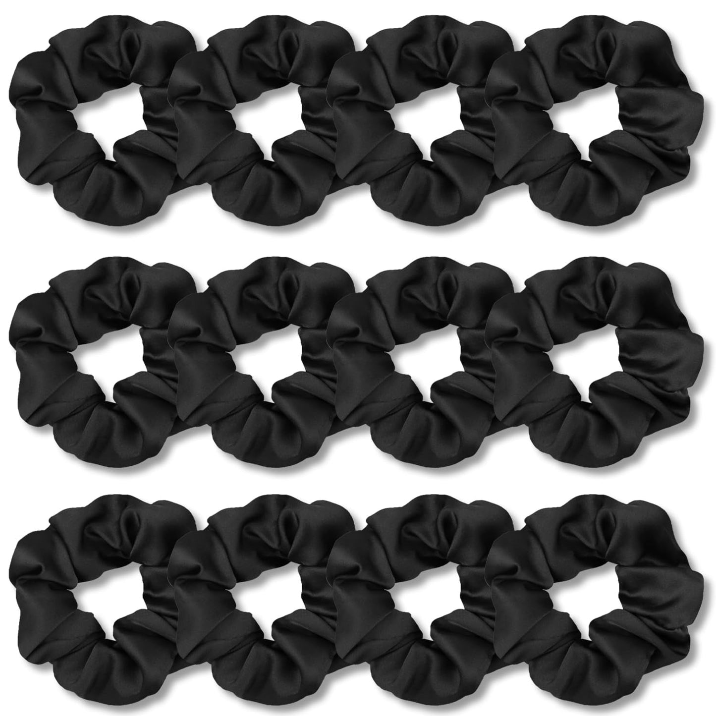 Scrunchies for Hair Sleep, Premium Satin Soft than Silk for Women Curly Hair, Cute Bands Ties for Girls Thin | Thick Hair Styling, 12 Pack, Black - WORLD TIME VISITS