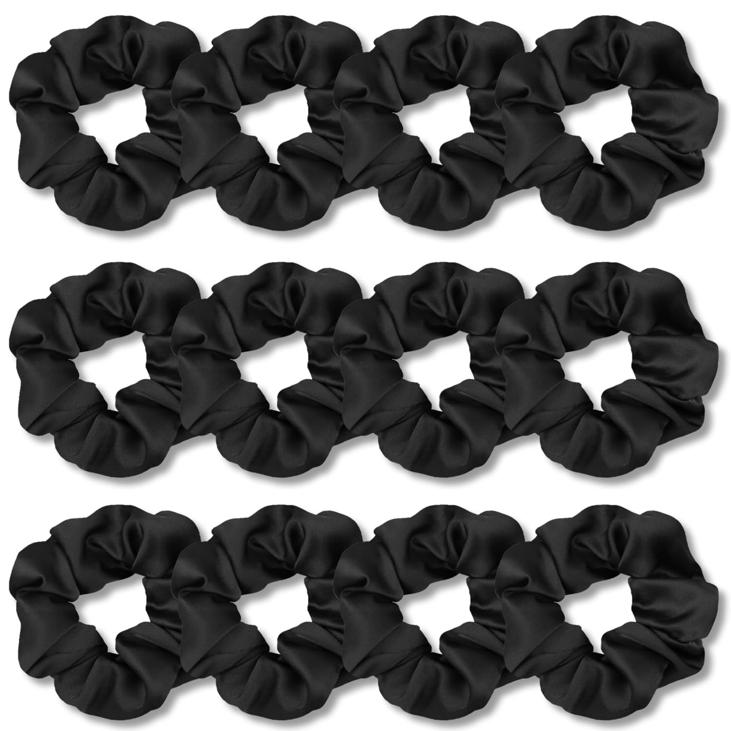 Scrunchies for Hair Sleep, Premium Satin Soft than Silk for Women Curly Hair, Cute Bands Ties for Girls Thin | Thick Hair Styling, 12 Pack, Black - WORLD TIME VISITS