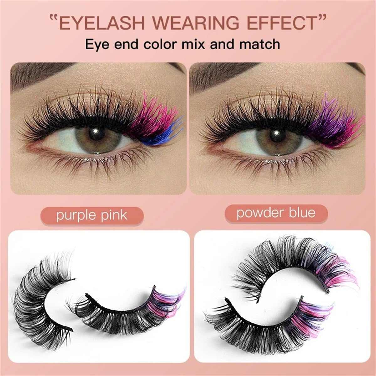 Colored Lashes 20Mm Strip False Eyelashes Kit with Color Fluffy 8D Thick Volume Lash Tint Curly Rainbow Fake Eye Lashes 7 Pairs Multi Pack