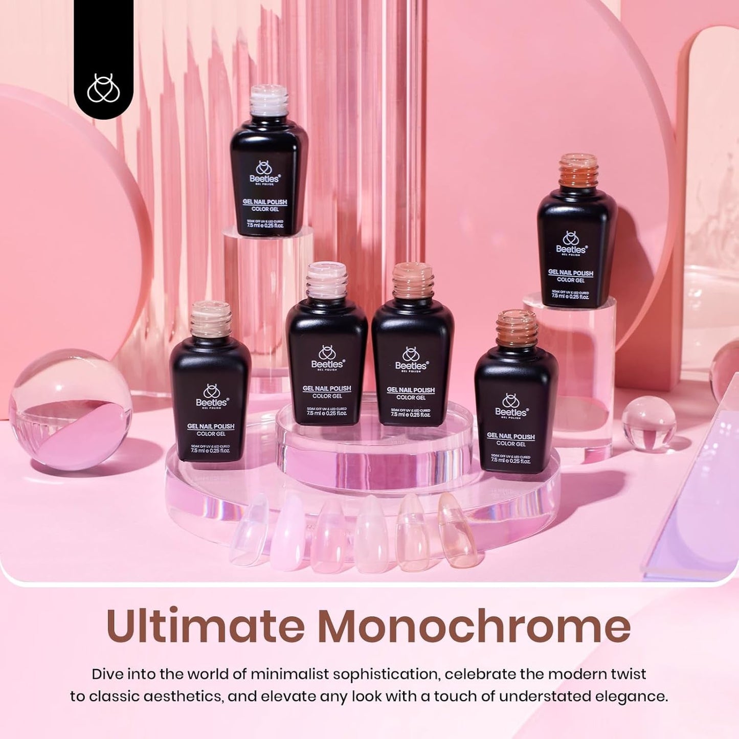 Beetles Jelly Gel Nail Polish Set, 6 Colors Milky White Nude Pink Sheer Brown Gel Polish Kit Nail Concealer Translucent Effect Soak off Uv French Nail Art Gift for Women Ultimate Monochrome Collection