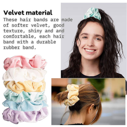 Pastel Hair Scrunchies Large Velvet Elastic Scrunchy Bobbles Ice Cream Color Hair Bands Soft Hair Ties Hair Accessories for Girls Women, 6 Colors