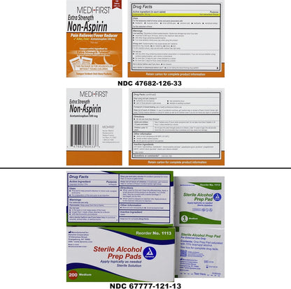 First Aid Fill Kit Refill Pack - Hurt Ease Meds, 29Pc First Aid Supplies - Travel or Personal Kits, Essential Medical Items, Compact Size, Emergency Refill, 4 X 3 X 0.5 Inches