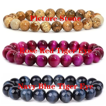 6mm 8mm Natural Stone Chakra Beaded Charm Bracelets Tiger Eye Amethyst Lapis Lazuli Healing Beads Bracelet Women Yoga Jewelry