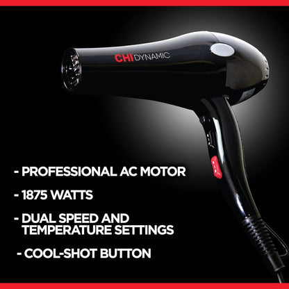 Dynamic Hair Dryer, Blow Dryer for Smooth & Voluminous Hair, Comb-Attachment & Air Concentrating Nozzle for Faster Styling, Low Noise