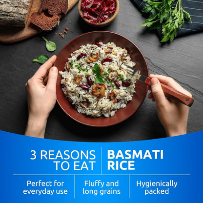 Authentic Premium Basmati Rice - 2Lb Resealable Zipper Bag | Non-Gmo, Gluten-Free, Kosher & Cholesterol-Free | Aromatic & Flavorful Grain from India