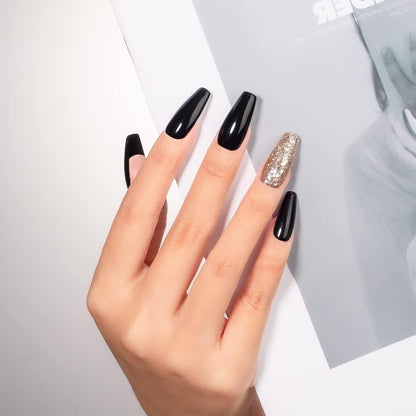 15ML Black Gel Nail Polish 1Pc Pure Black Nail Polish Soak off UV LED Nail Gel Polish Nail Art Starter Manicure Salon DIY at Home, 0.5 OZ