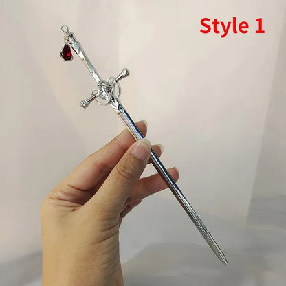 Hair Chopsticks,Comics Chinese Style Hair Pin Sword Hair Sticks for Bun with Tassel Red Gem Hair Accessories for Women Girls Long Hair