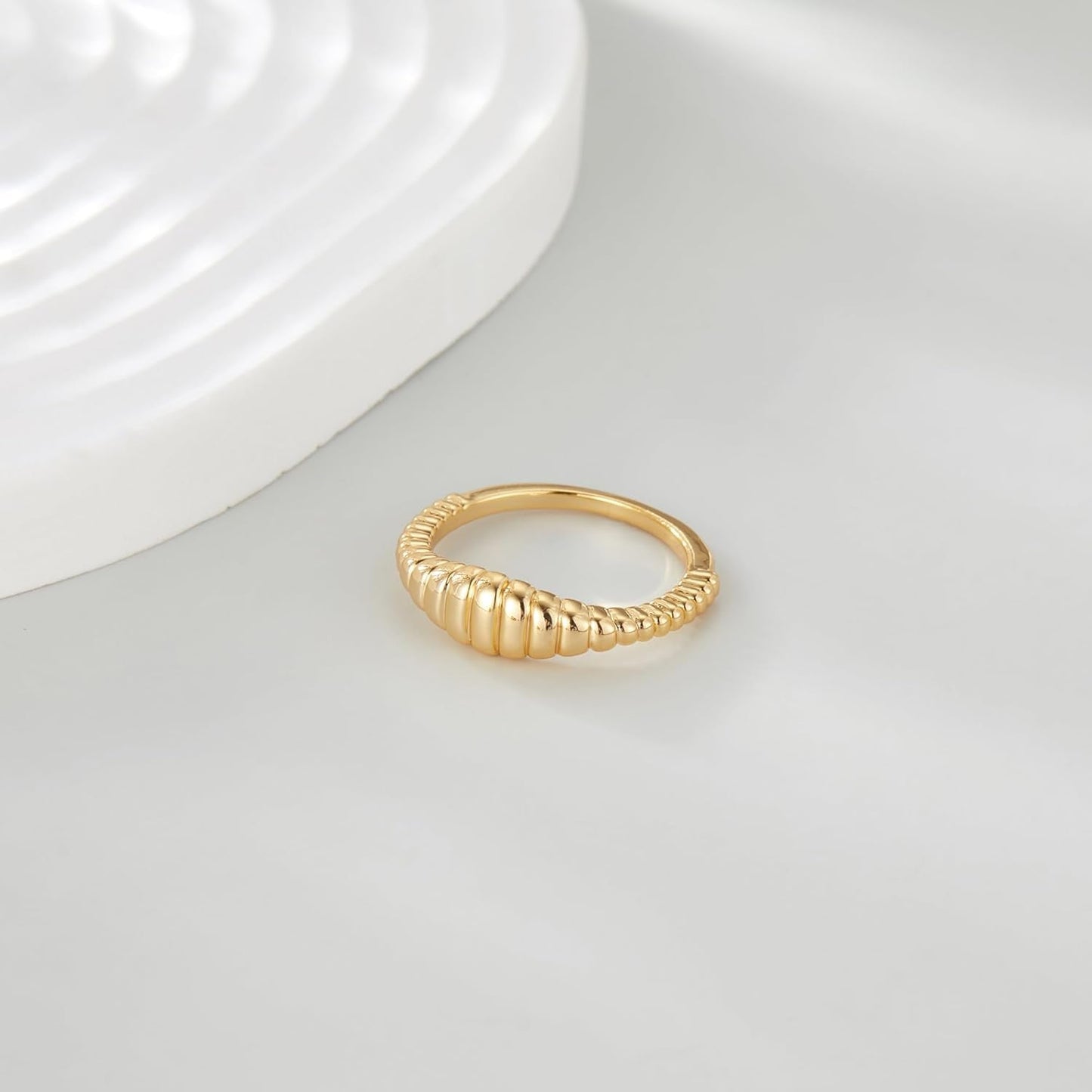 Chunky Gold Rings 14K Gold Plated Statement Dome Band Rings Jewelry for Women Gifts for Her