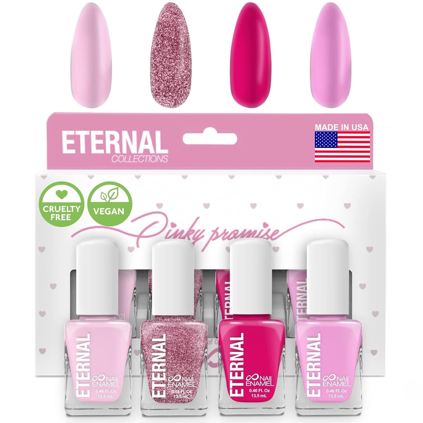 Glitter Nail Polish Set for Women (PINKY PROMISE) - Light Pink Nail Polish Set for Girls | Quick Dry & Long Lasting Nail Polish Kit for Home DIY Mani Pedi | Made in USA, 13.5Ml (Set of 4)