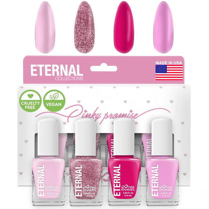 Glitter Nail Polish Set for Women (PINKY PROMISE) - Light Pink Nail Polish Set for Girls | Quick Dry & Long Lasting Nail Polish Kit for Home DIY Mani Pedi | Made in USA, 13.5Ml (Set of 4)
