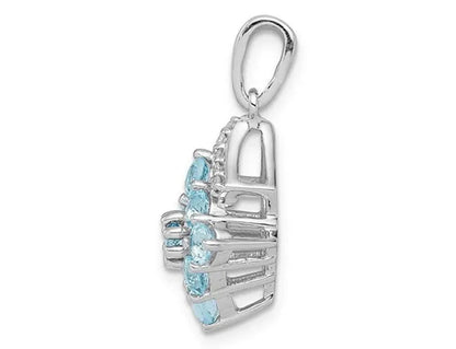 3/4 Carat (Ctw) Aquamarine Cluster Pendant Necklace in Sterling Silver with Chain