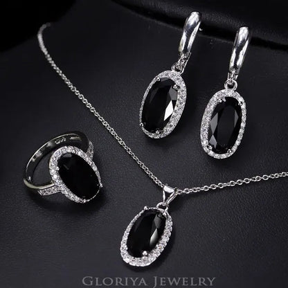 Gloriya Wedding/Bride Noble Jewelry High Quality Silver Plated Women'S/Girl'S Red AAA Cubic Zirconia Rings Chain Necklace Earrings Wedding Jewelry Sets Christmas Gifts