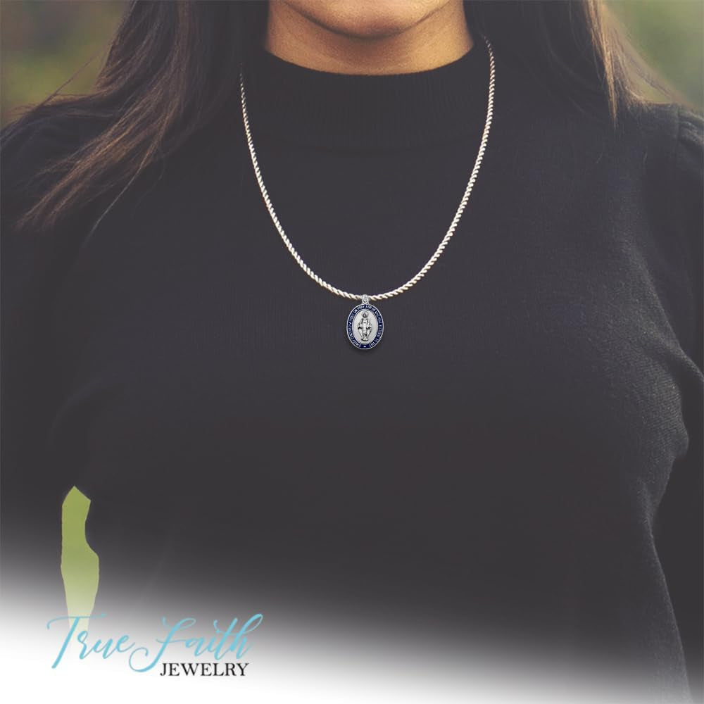 Miraculous Medal with Black Enamel Border, 7/8 Inch
