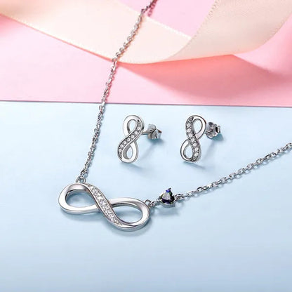 925 Sterling Silver Cubic Zirconia Infinity Symbol Stud Earrings for Women Girls