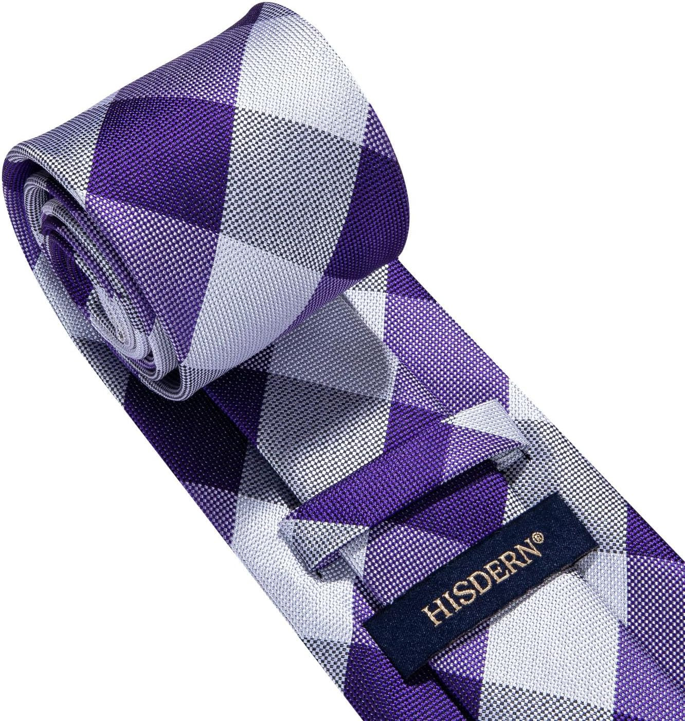 Ties for Men Plaid Checkered Tie with Pocket Square Woven Business Formal Necktie Handkerchief Set Wedding Party
