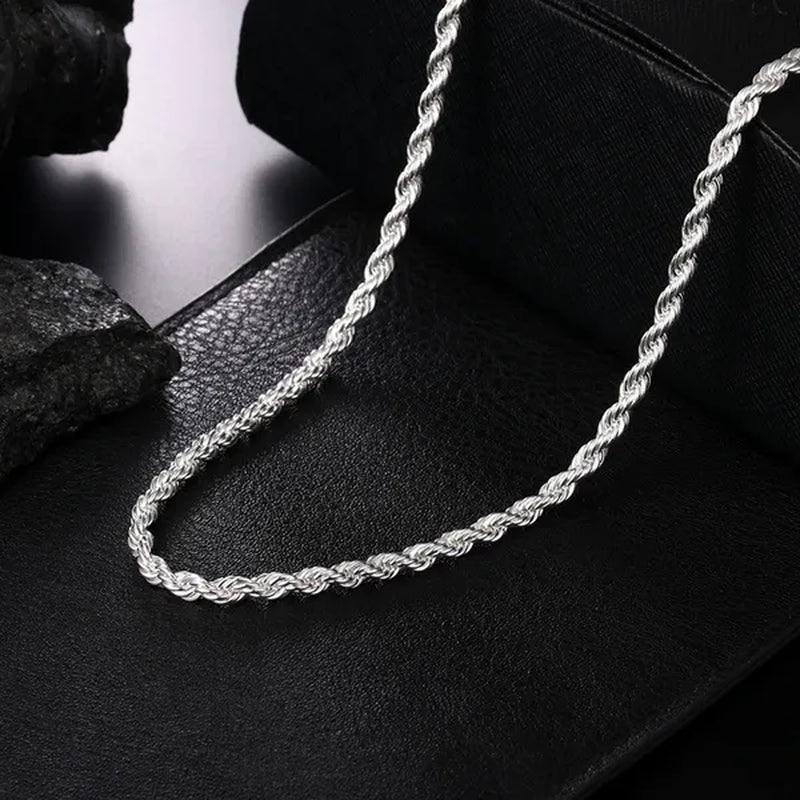 Diamond Cut 925 Sterling Silver Chain Rope Chain Italian Silver Necklace Chain for Women Men Super Shiny Durable 2MM-4MM
