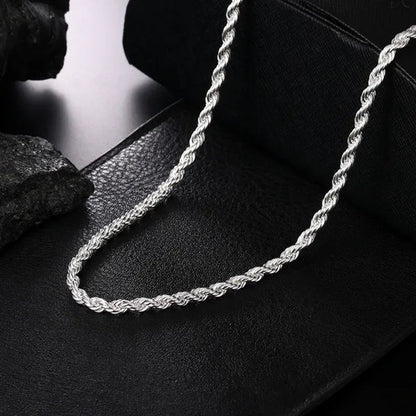 Diamond Cut 925 Sterling Silver Chain Rope Chain Italian Silver Necklace Chain for Women Men Super Shiny Durable 2MM-4MM