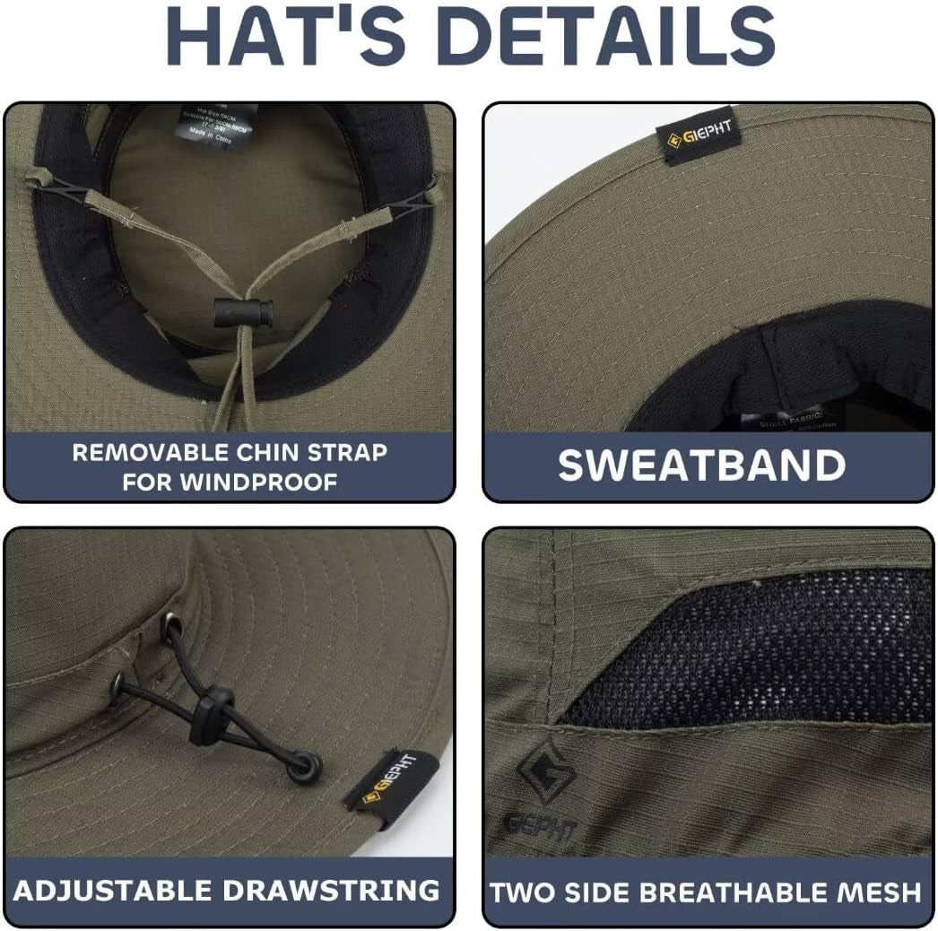 Fishing Hat for Mens Sun Hat Wide Brim Bucket Hat SPF UV Protection XL XXL Large Size Big Head Hiking Beach Safari