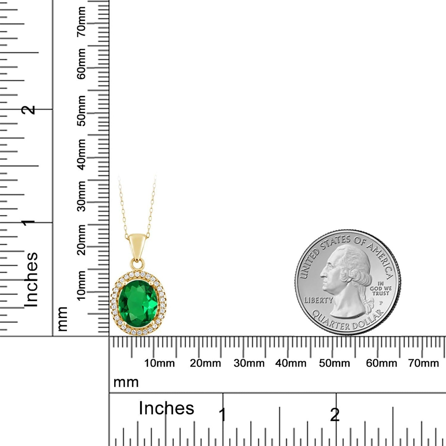 18K Yellow Gold Plated Silver 11X9MM Oval Gemstone Birthstone Halo Pendant Necklace for Women | with 18 Inch Silver Chain