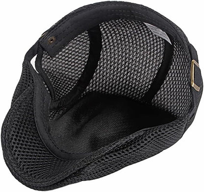 Mens Breathable Mesh Summer Hat Adjustable Newsboy Beret Ivy Cap Cabbie Flat Cap