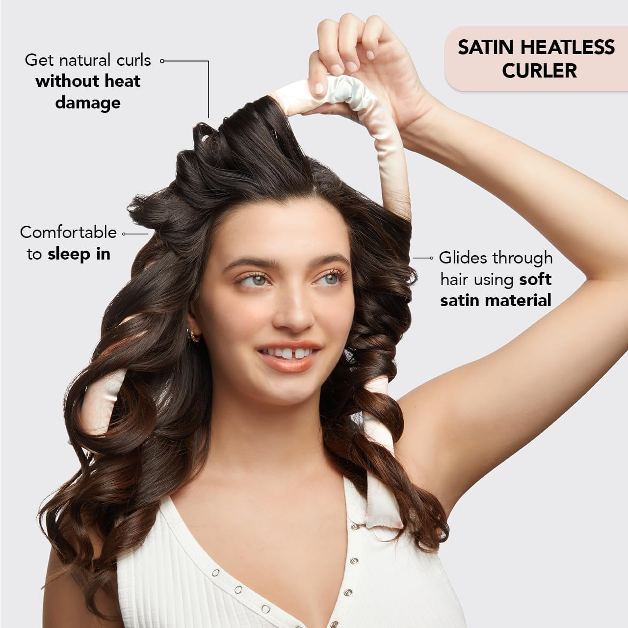 Satin Heatless Hair Curler Set - Heatless Curls Overnight, Hair Rollers for Soft Curls & Frizz-Free Styling, No Heat Curlers to Sleep In, Curling Rod Headband with 2 Scrunchies - Sunset Tie Dye