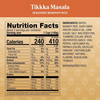 Tikka Masala Basmati Rice - Ready to Heat Basmati Rice - (4 Pack) 8.5 Oz Microwaveable Pouch