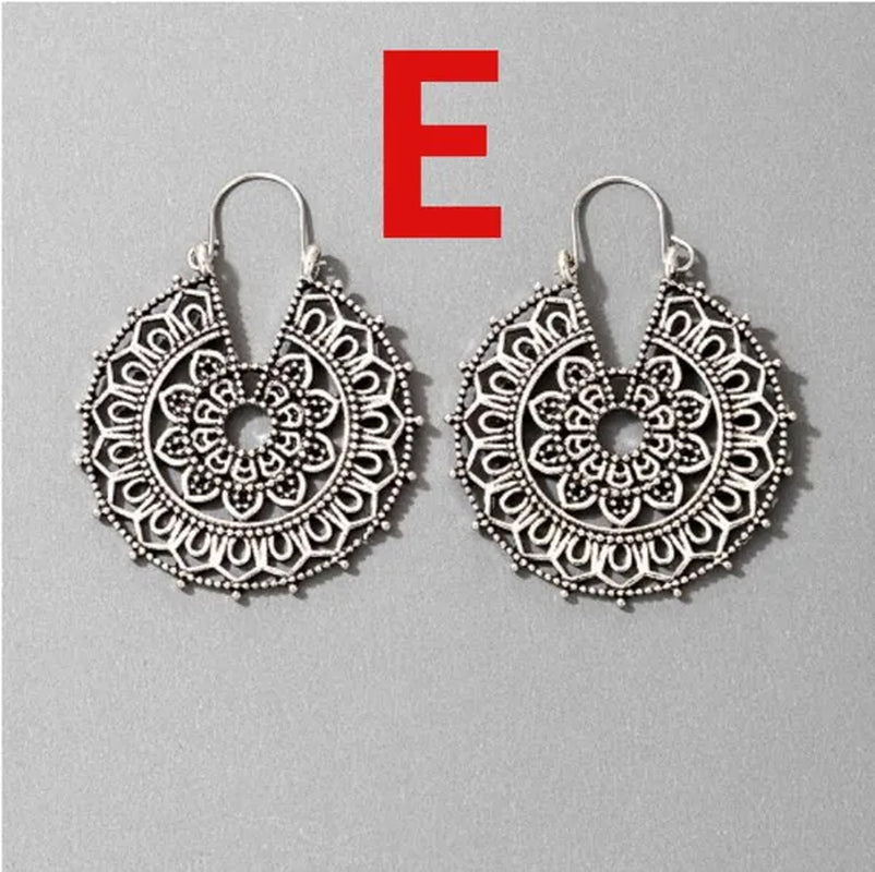 2023 new vintage fashion ladies bohemian 925 silver petal heart-shaped metal totem earrings earrings large hoop earrings glamorous bridal wedding engagement earrings anniversary birthday party gift jewelry 1 pair
