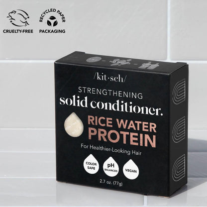 Rice Water Hair Conditioner Bar for All Hair Types, Organic, Natural Strengthening, Cleansing and Moisturizing Solid Conditioner Bar Made in US, Eco-Friendly, Paraben Free, Sulfate Free, 2.7 Oz