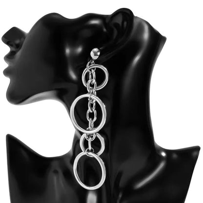 Women Punk Long Big Circle Link Chain Earrings Hiphop Large Drop Earrings Fashion 2021 Earring Jewelry Gift