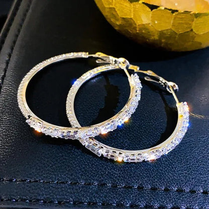 Fashion Women Hoop Earrings Micro Insert Zircon Diamond Earings Girl Banquet Party Big Circle Earrings Jewelry