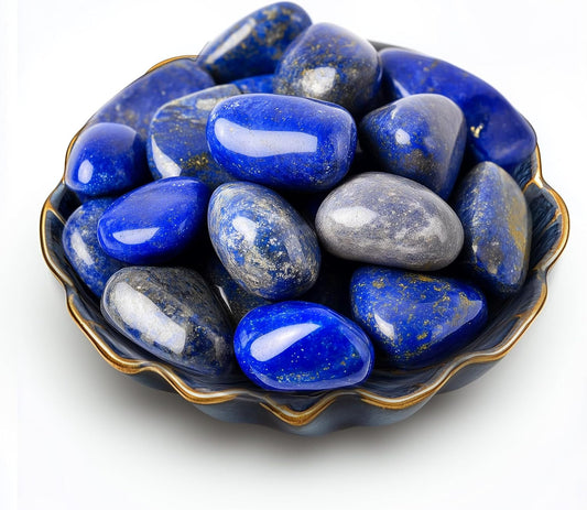 Polished Stone Set Lapis Lazuli Crystals, Handpicked Tumbled Gemstones Rocks, Pebbles for Reiki, Chakra, Healing, Home Decor 0.8 Inches 7 Oz