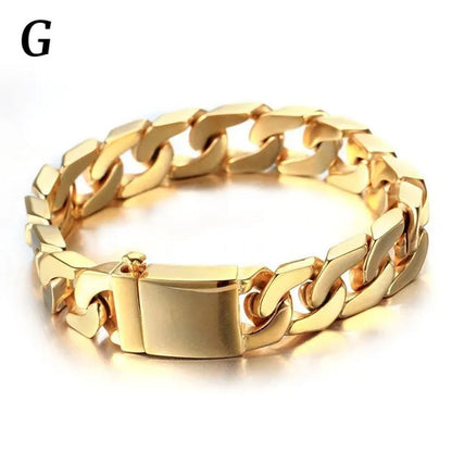 Men's Bracelet Hip Hop Fashion Bracelet Gold/Silver Bracelet Byzantine Chain Cuban Bracelet Festive Birthday Gift 1 Piece (8inch)
