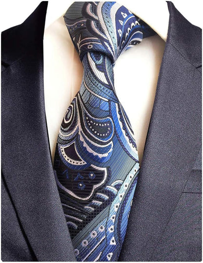 3.15"(8Cm) Fashion Striped Paisleyties Mens Plaid Flower Necktie for Wedding