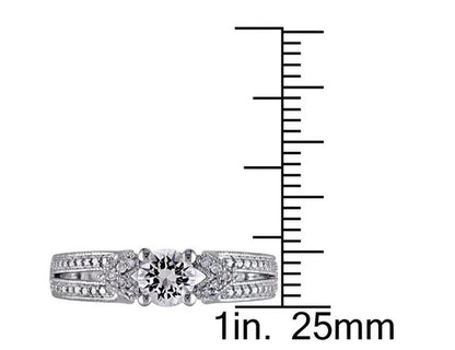 2/3 Carat (ctw) Lab-Created White Sapphire Ring with Diamonds in Sterling Silver