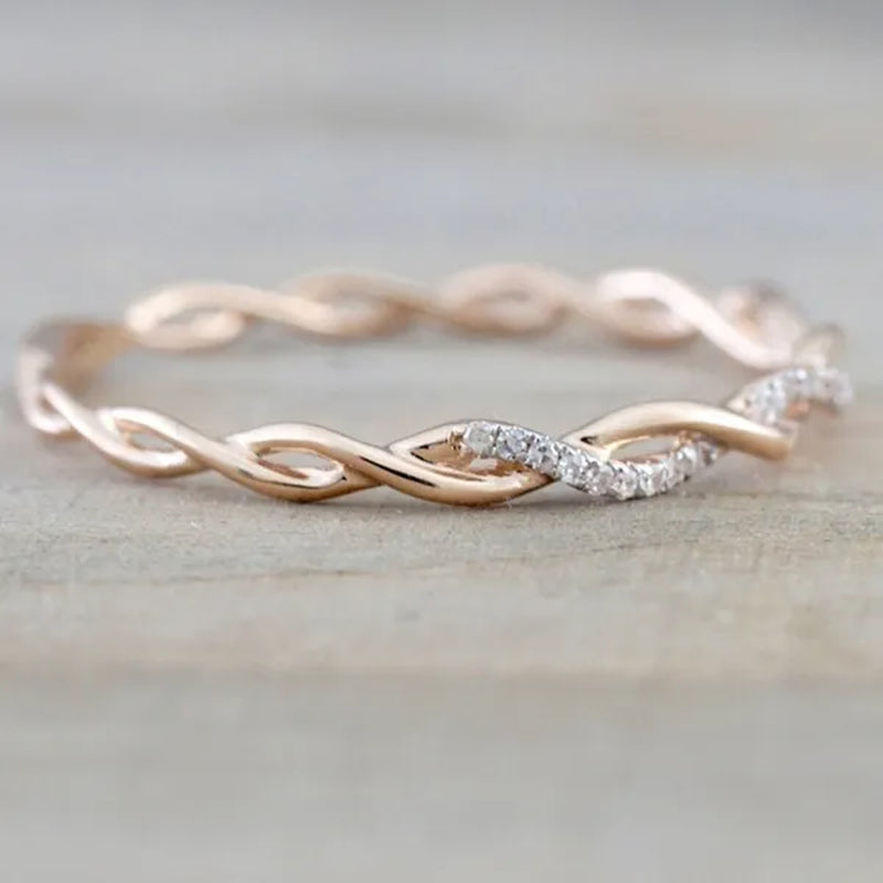Diamond Ring Engagement Ring  Diamond Anniversary Twined Vine Simple Infinity Eternity Ring Bridal Women Promise Ring Anniversary Gold Wedding Bands Size 4-10