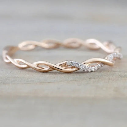 Diamond Ring Engagement Ring  Diamond Anniversary Twined Vine Simple Infinity Eternity Ring Bridal Women Promise Ring Anniversary Gold Wedding Bands Size 4-10