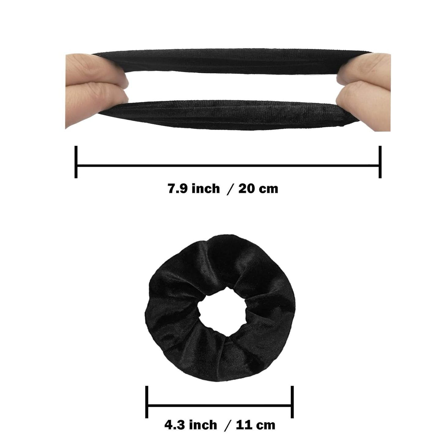 Scrunchies for Women, 12 Pcs Black Velvet Scrunchies for Hair, Soft Ponytail Holder for Girls, Classic Elastic Hair Bands