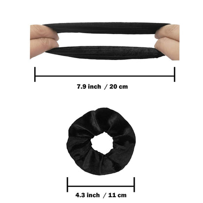 Scrunchies for Women, 12 Pcs Black Velvet Scrunchies for Hair, Soft Ponytail Holder for Girls, Classic Elastic Hair Bands